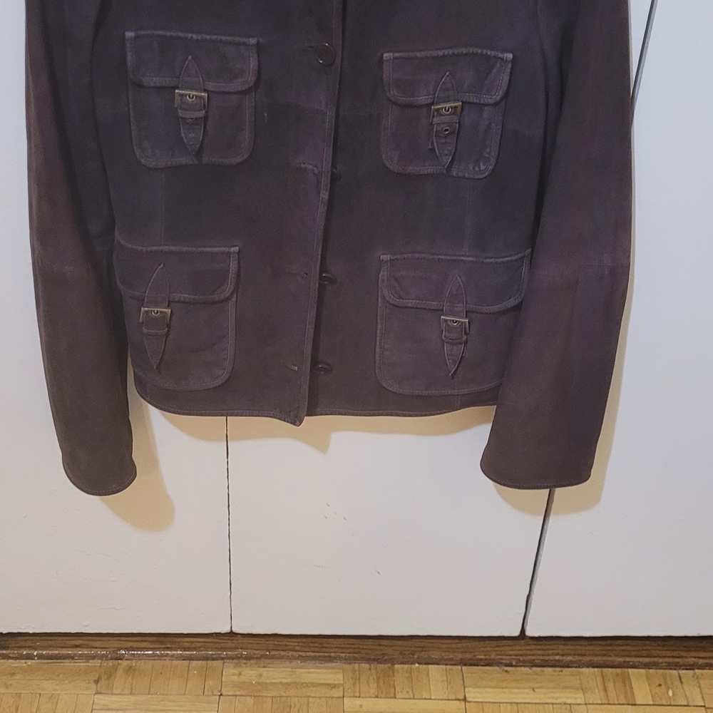 -Dark Brown Suede Jacket